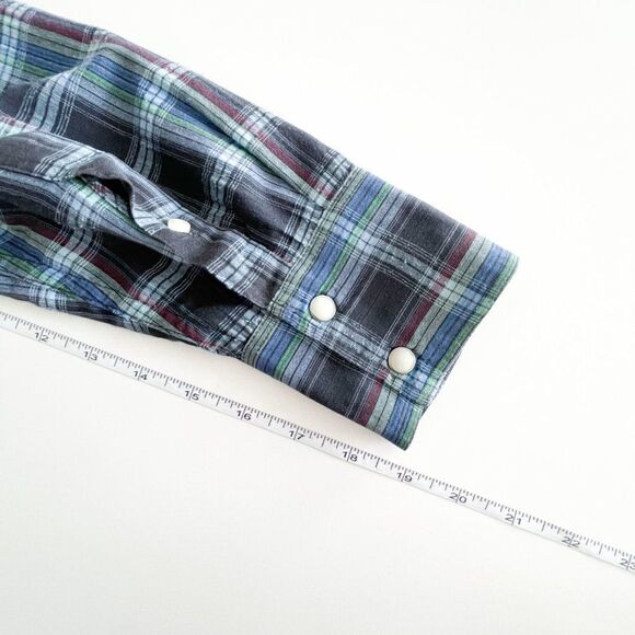 Salt Valley Western Mens Shirt Pearl Snap Up Long Sleeved Blue Plaid S - Picture 6 of 8